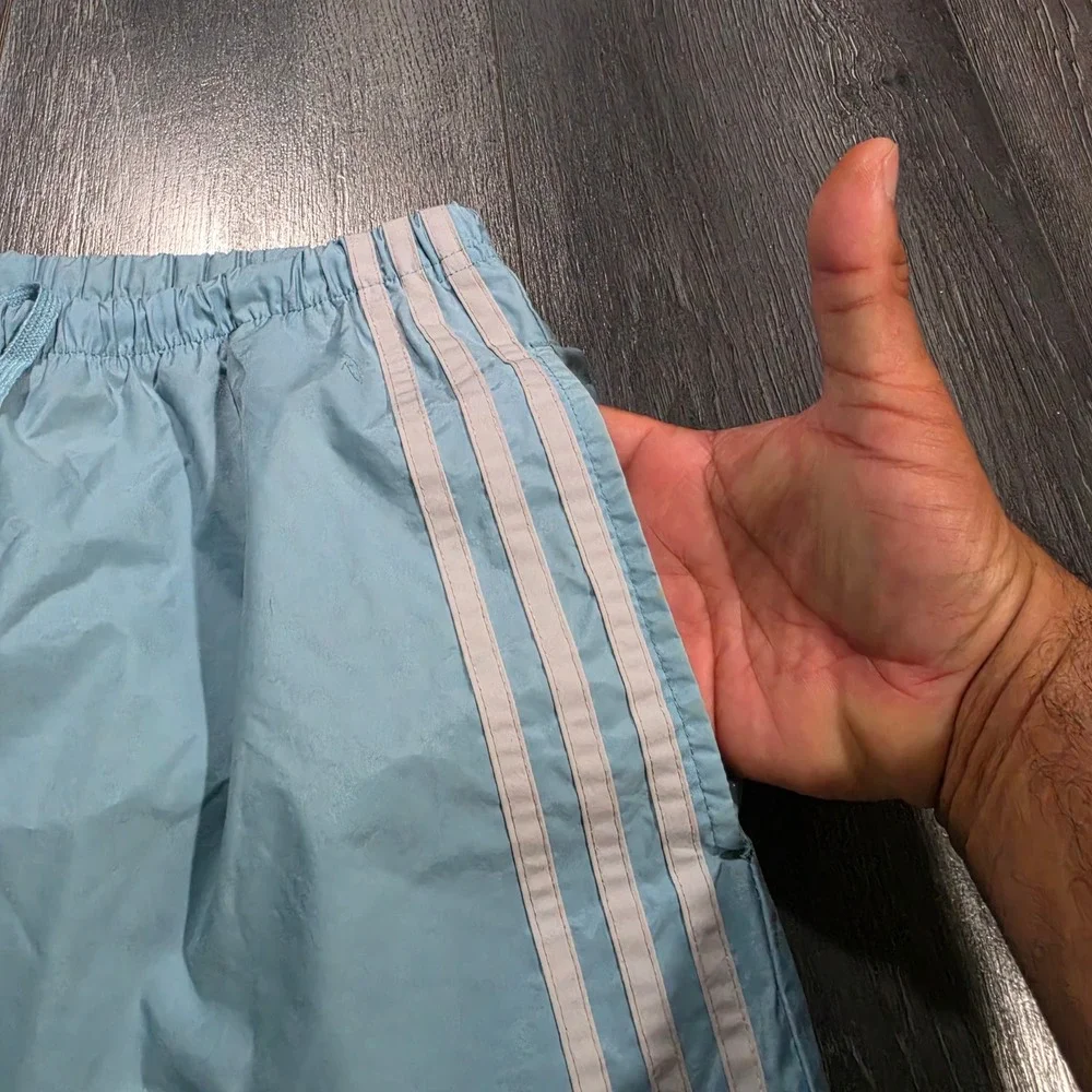 Vintage 2001 Adidas 3 Stripe Athletic Shorts Light Blue Mens Medium Retro Gym